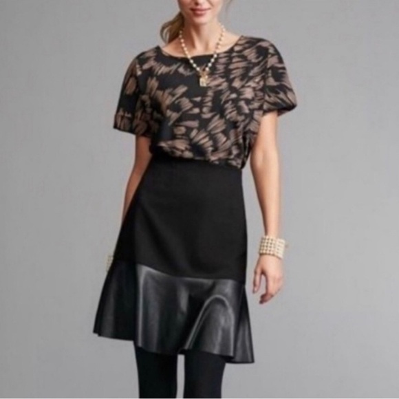 CAbi Dresses & Skirts - CAbi Black Faux Leather Flip Skirt Ruffle #3405 medium